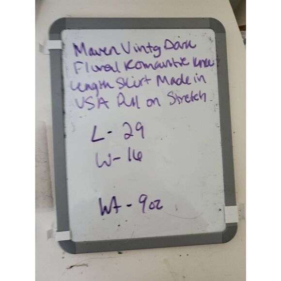 Vintage Maven Made in USA Dark Floral Romantic Knee Length Flowy Midi Skirt - Picture 7 of 7